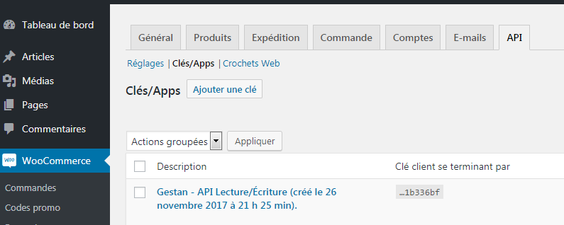  Ajout d'une clé